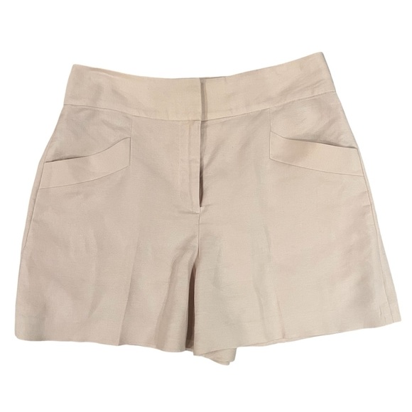 Club Monaco Tan High Waist Linen Blend Shorts Tailored Style - Picture 1 of 7